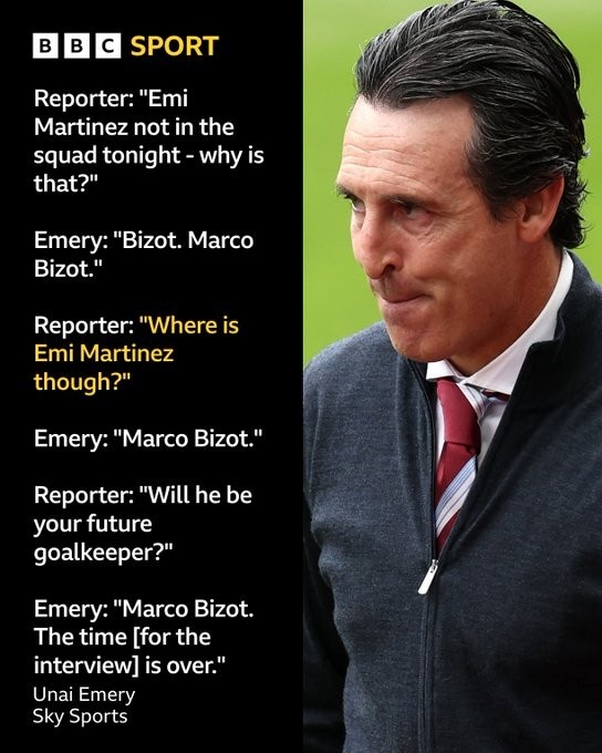 真-人机模式🤣记者问询大马丁，埃梅里4次重复回答“比佐特”